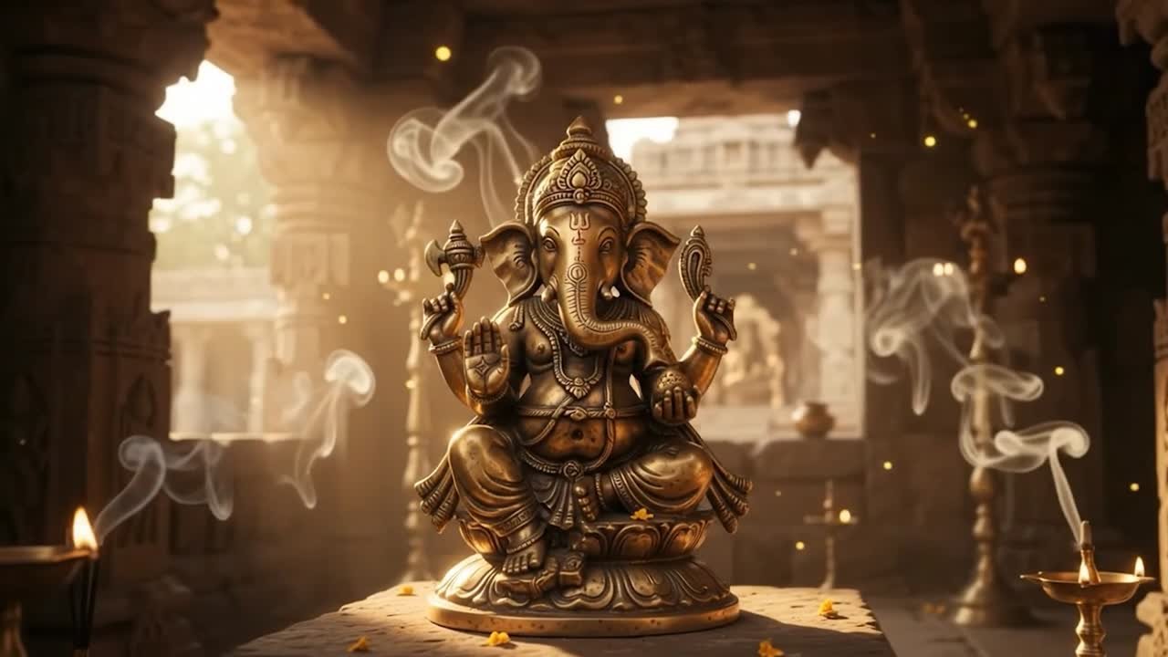 A brass Ganesha lit by temple sunlight, from the VIOM BHARAT brand film
